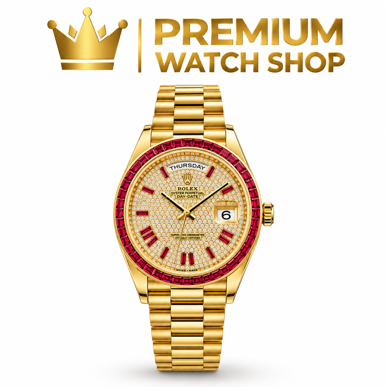 Buy Rolex Diamond Paved Dial Ruby Watch Online