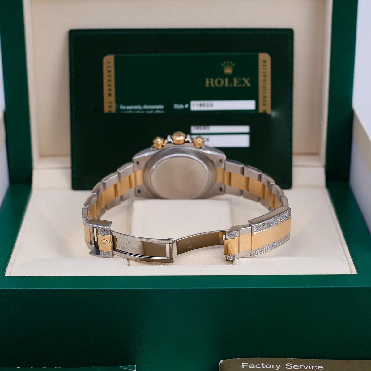 Rolex Daytona 116523 Black Dial Aftermarket Iced Out Bracelet and Lugs 40mm - Image 5