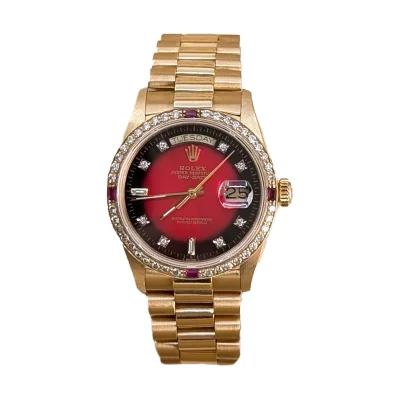 Rolex 36mm 18038 Day-Date Aftermarket Red Dial and Bezel