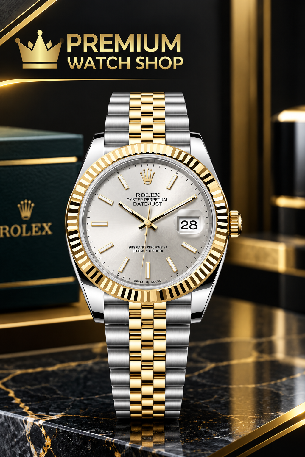 Buy Rolex Silver & Gold Oyster Perpetual Date Online