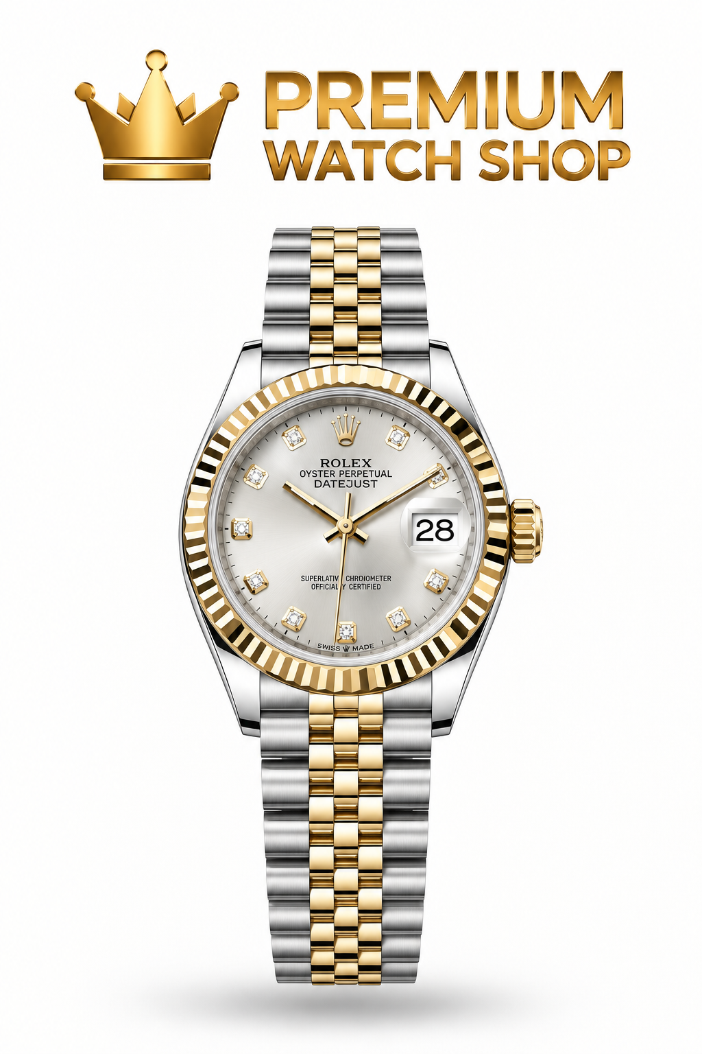 Buy Rolex Lady-Datejust Silver Diamond Dial Yellow Online